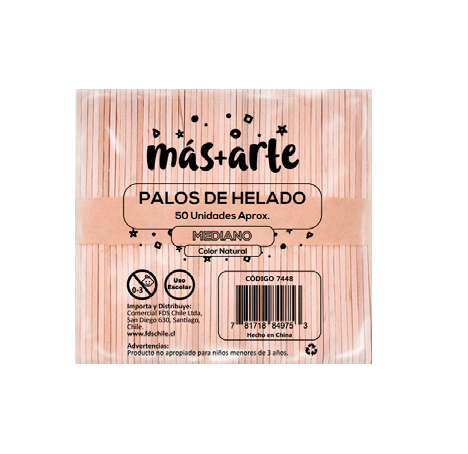 Palo Helado Natural 50 Unidades Mas Arte JM